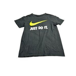 Nike Black "Just Do It" Logo T-Shirt Medium M Athletic Cut Short Sleeve